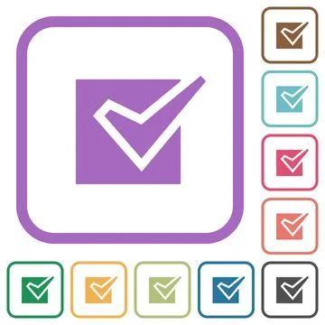 Checked box solid simple icons Stockillustratie