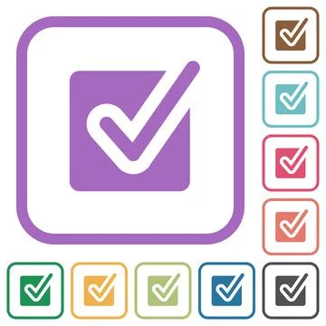 Checked box solid simple icons Stock Illustration
