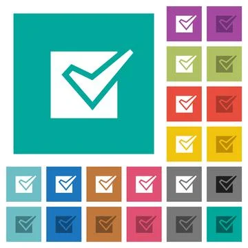 Checked box solid square flat multi colored icons 스톡 일러스트