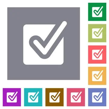 Checked box solid square flat icons イラスト素材