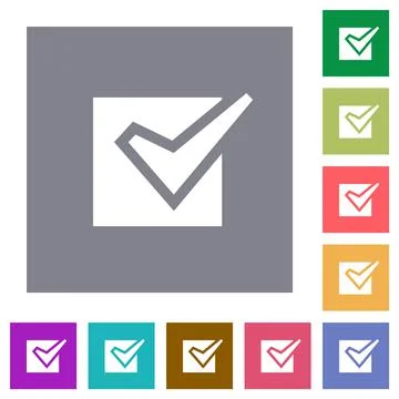Checked box solid square flat icons 스톡 일러스트