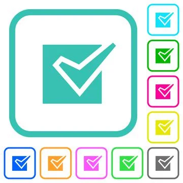 Checked box solid vivid colored flat icons 스톡 일러스트