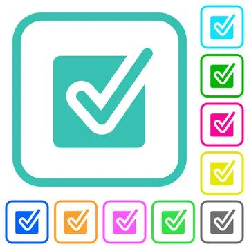 Checked box solid vivid colored flat icons Stockillustratie