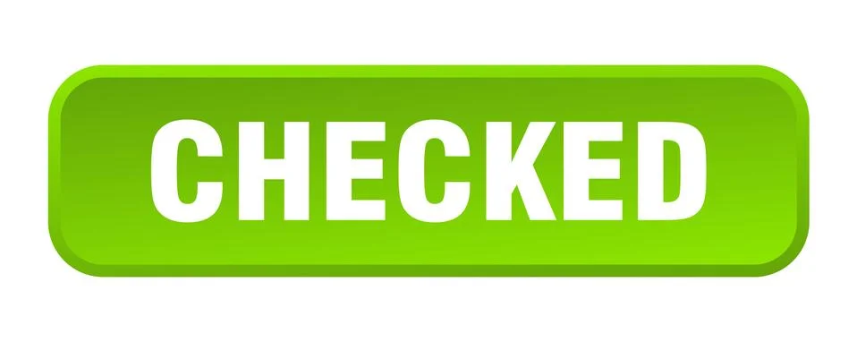 Checked button. checked square 3d push button Illustrazione stock