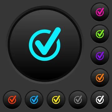 Checked data dark push buttons with color icons Stock Illustration