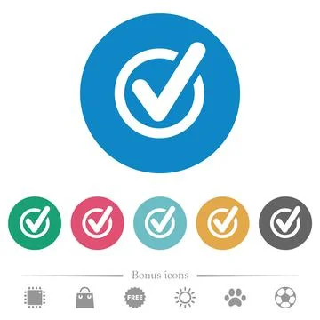Checked data flat round icons Stock Illustration