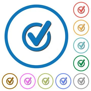 Checked data icons with shadows and outlines Stock Illustration