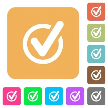 Checked data rounded square flat icons 스톡 일러스트