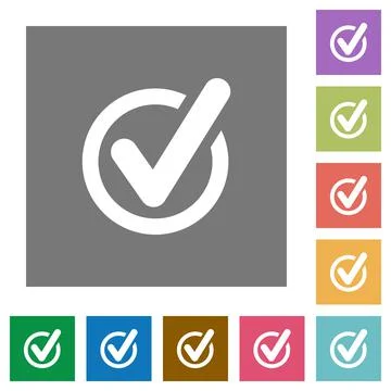 Checked data square flat icons Stock Illustration