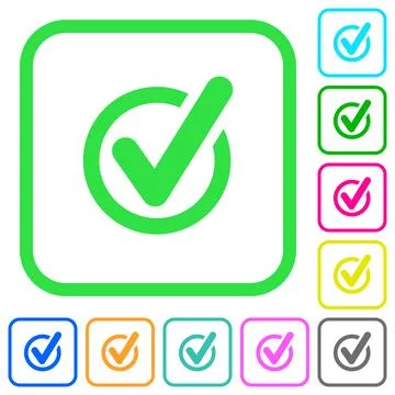 Checked data vivid colored flat icons Stock Illustration