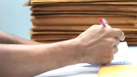 Checked the document envelope brown Stock Footage 136350468