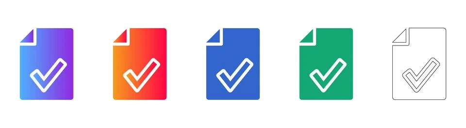 Checked Document Icons for Task Completion Illustrazione stock