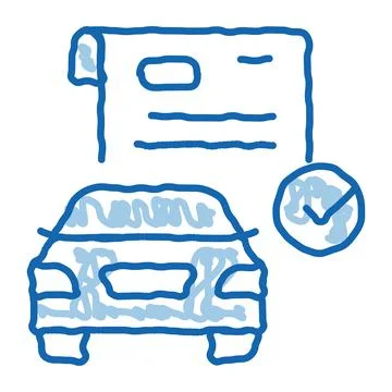 Checked documents for car doodle icon hand drawn illustration 스톡 일러스트