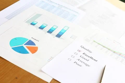 Checked excellent quality from forcastinng graph and chart results report Stock Photos