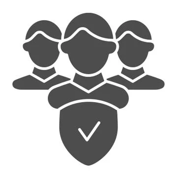 Checked group solid icon. Verified team vector illustration isolated on white 스톡 일러스트
