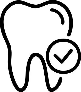 Checked healthy tooth symbol with approval tick Stock Illustration