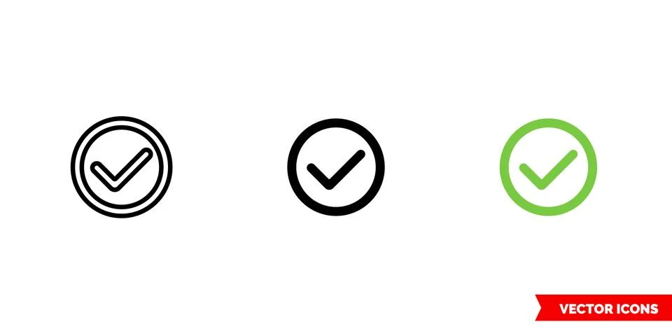 Checked icon of 3 types. Isolated vector sign symbol. Stock Illustration