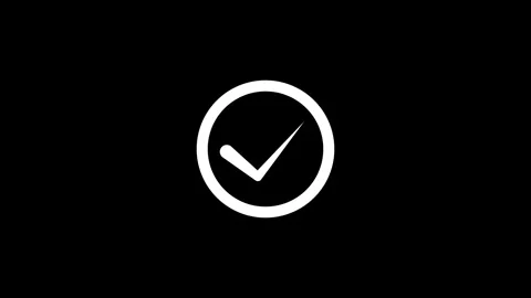 Checked mark icon animation on black background Stock Footage 306751484