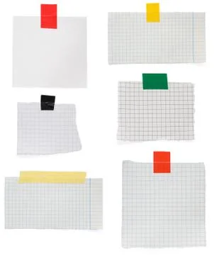 Checked note paper and adhesive tape Foto stock