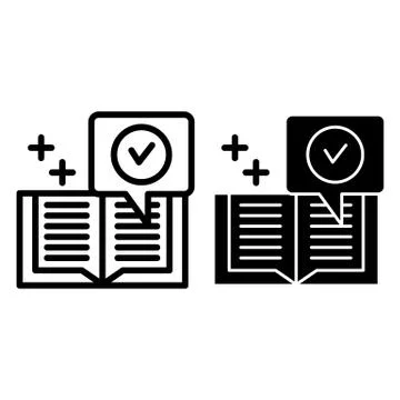 Checked notebook line and glyph icon. Verified notes vector illustration Stock Illustration