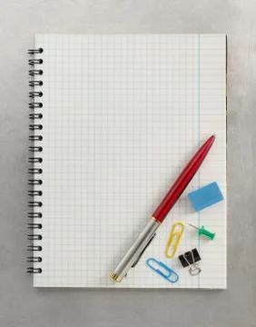 Checked notebook at metal background Stock Photos