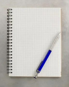 Checked notebook at metal background Stock Photos