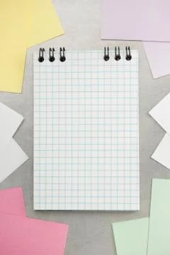 Checked notebook at metal background Stock Photos