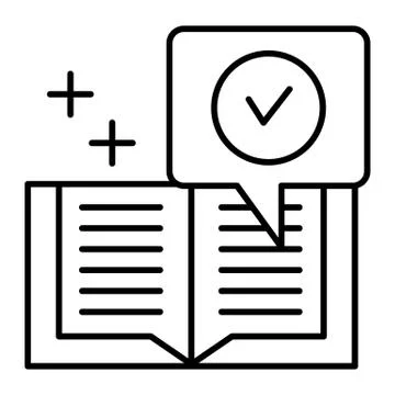 Checked notebook thin line icon. Verified notes vector illustration isolated on Stock Illustration