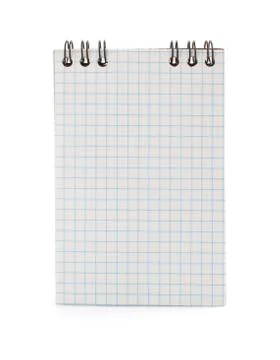Checked notebook on white background Stock Photos