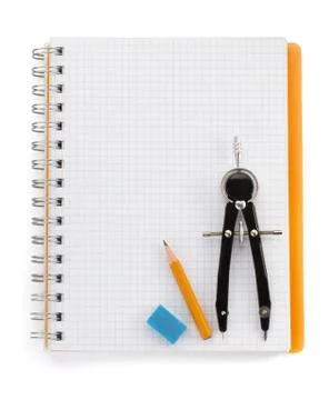 Checked notebook  on white Foto stock
