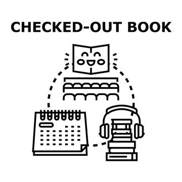 Checked out book concept with calendar and headphones Stock Illustration