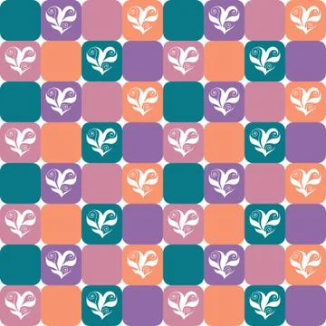 Checked pattern with hearts Illustrazione stock