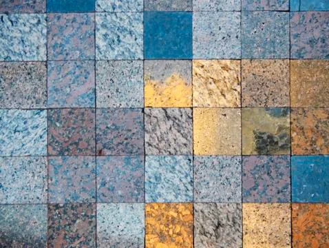 Checked pattern of various kinds of natural stone for background Stock Photos