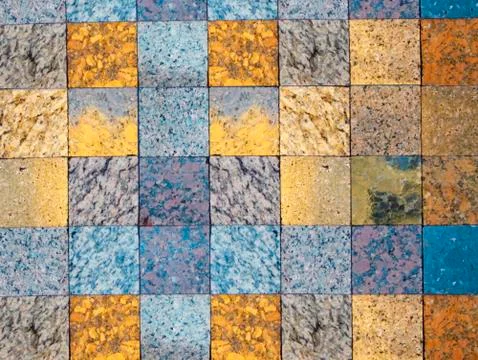 Checked pattern of various kinds of natural stone for background Stock Photos