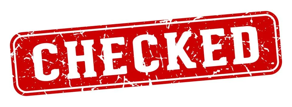 Checked rectangular sign. checked stamp Stock Illustration