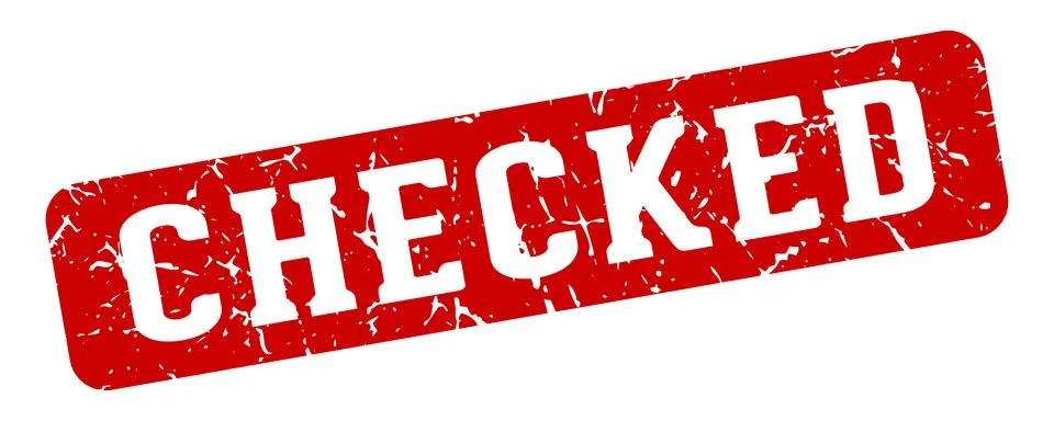 Checked rectangular sign. checked stamp Stock Illustration