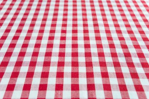 Checked red and white tablecloth Stock Photos
