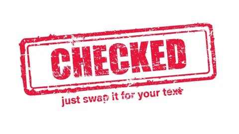 Checked Red Distressed Stamp with Sample Text Vector Stock Illustration
