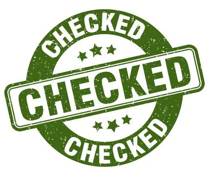 Checked stamp. checked label. round grunge sign Stock Illustration