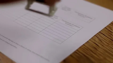 Checked stamp stamping document stamp Stock Footage 72248362