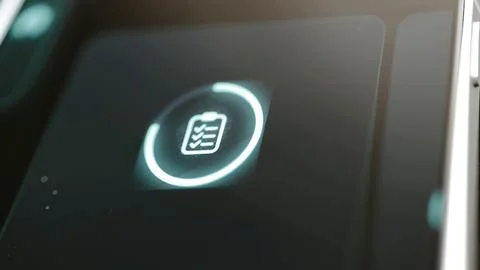 Checked task list inside glowing progress ring Stock Photos
