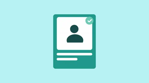 Checked user profile account approved, accept person profile 2d with alpha matte Stock Footage 336039245