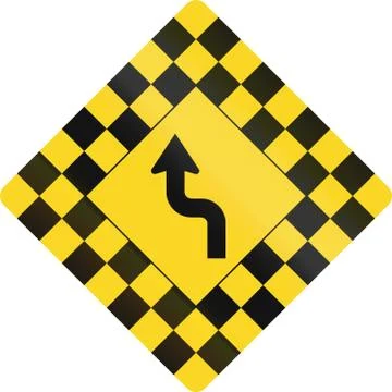 Checked Warning Sign With Reverse Curve in Canada Stock Illustration