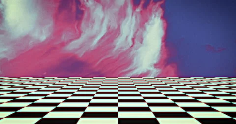 Checker board pattern moving against pink smoke on blue background Stock Footage 140741961