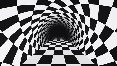 Checker hypnotic optical illusion road tunnel loop animation Stock Footage 278693350