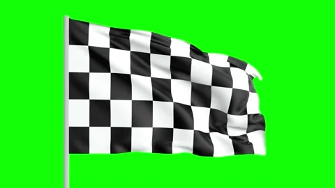Checker Map flag 3D Animated in green screen 4K Stock Footage 136209300