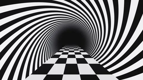 Checker road in round hypnotic optical illusion tunnel loop animation Stock Footage 278693202