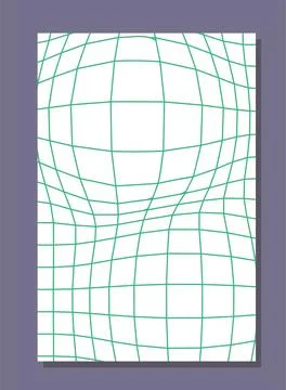 Checkerboard abstract poster. White postcard with green grid. Minimalistic Stock Illustration