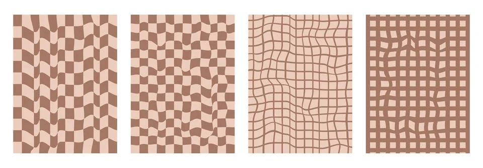 Checkerboard background set. Psychedelic checker posters templates. Vintage Stock Illustration