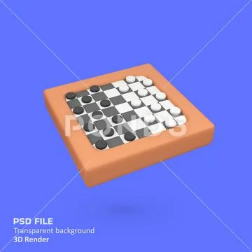 Checkerboard with checkers isolated 3d render icon illustration PSD 템플릿